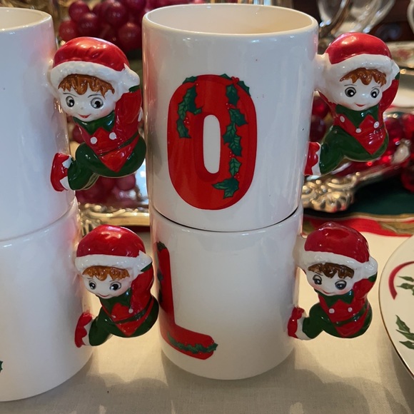 Vintage Ceramic Christmas House Of Loyd Christmas Elves NOEL Mugs. Set o… - Picture 2 of 7